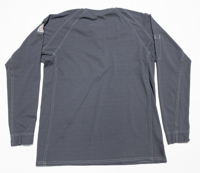 Bulwark FR Shirt Men's Medium Flame Resistant Westex G2 Gray Henley Long Sleeve