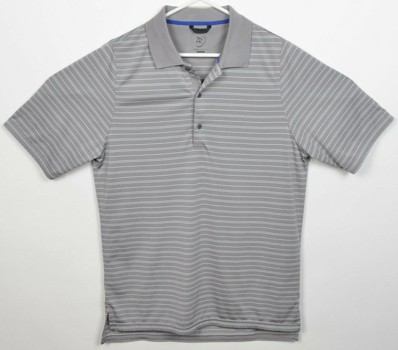 Zero Restriction Men's Medium Tour Series Gray Striped Wicking Golf Polo Shirt