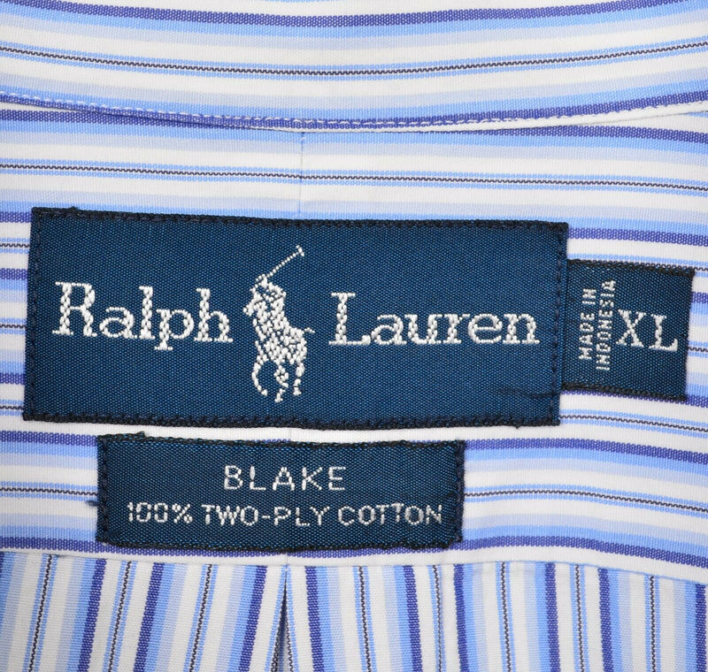 Polo Ralph Lauren Men's XL Blue Striped Blake Pony Long Sleeve Button-Down Shirt