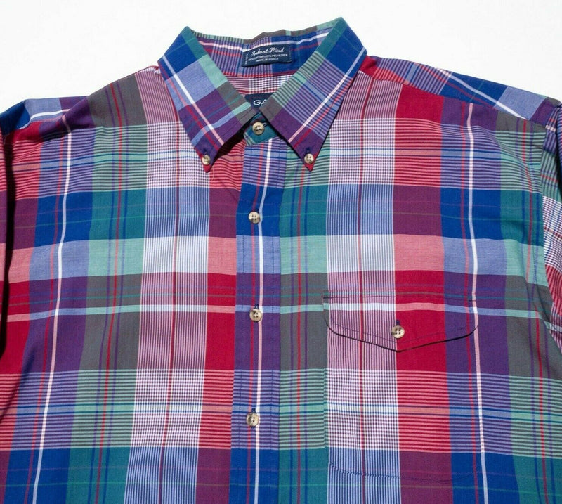 GANT Men's XLT Shirt Vintage 80s Foxhunt Plaid Colorful Long Sleeve Button-Down