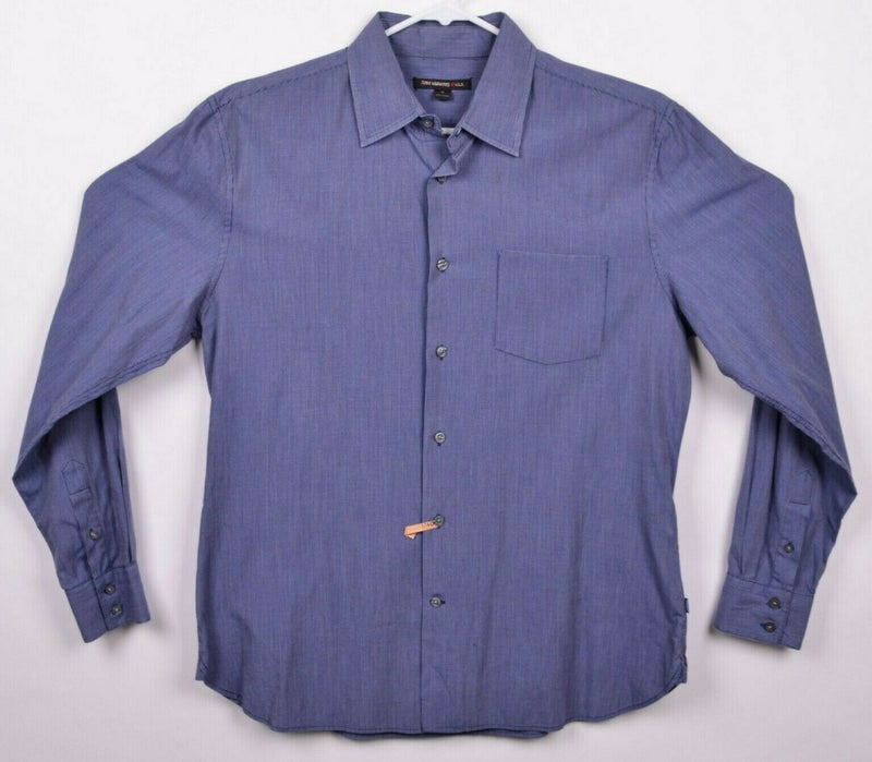 John Varvatos USA Men's Medium Blue Micro Striped Long Sleeve Pocket Shirt