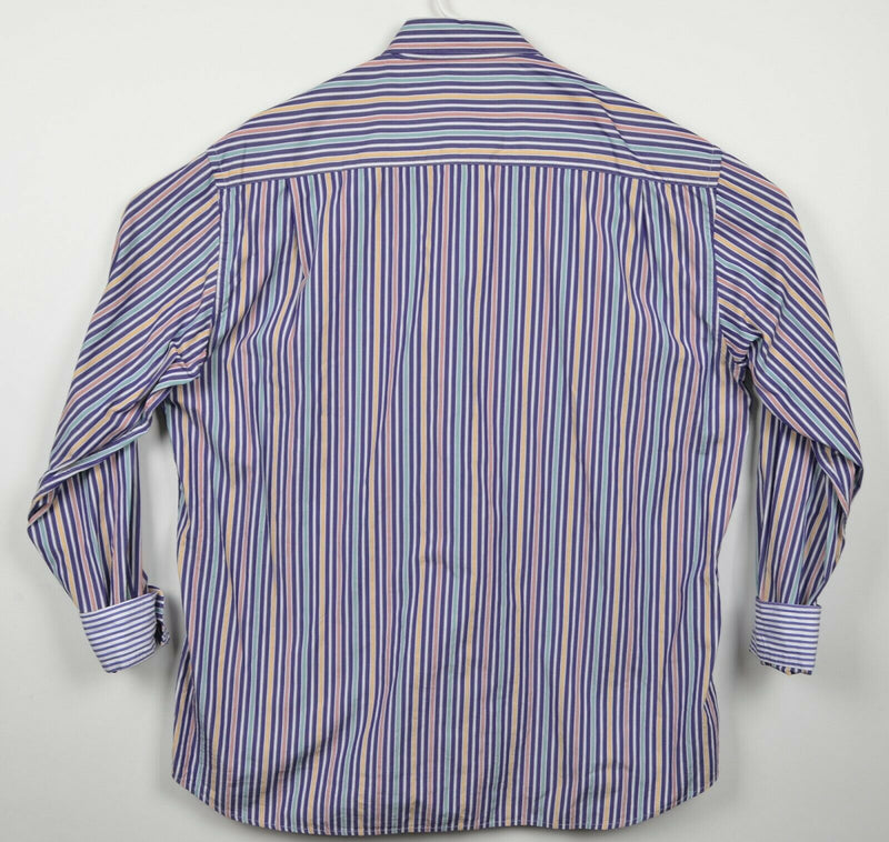 Paul & Shark Yachting Men's 46 (2XL) Flip Cuff Multi-Color Striped Italy Shirt