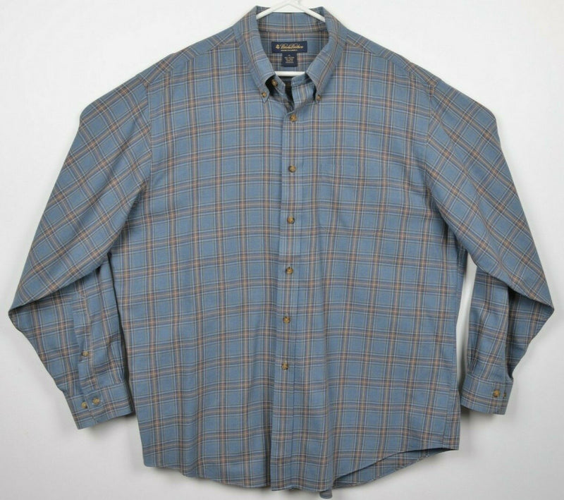 Brooks Brothers Brooksflannel Men's XL Wool Blend Blue Plaid Button-Down Shirt