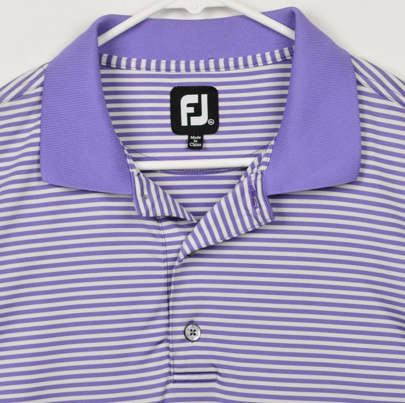 FootJoy Men's XL Purple Striped FJ Golf Wicking Performance Polo Shirt
