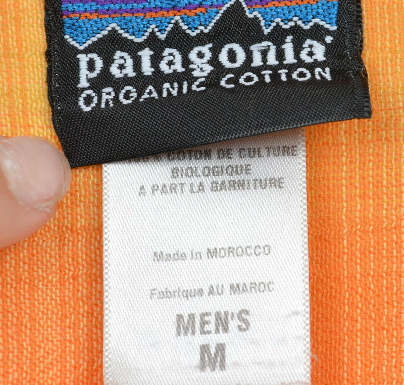 Patagonia Organic Cotton Men Medium Orange Plaid Crinkle Button-Front A/C Shirt