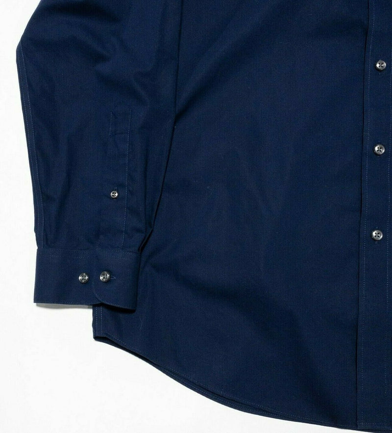 L.L. Bean Wrinkle-Free Poplin Shirt Button-Down Navy Blue Men's Medium