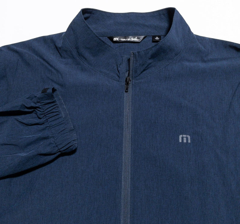 Travis Mathew Jacket Men's XL Full Zip Wicking Stretch Golf Navy Blue Logo