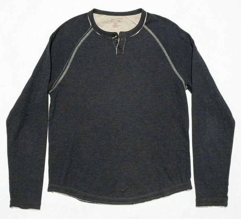 Carbon 2 Cobalt Henley Collar Double-Layer Cotton Poly Blend T-Shirt Men's Small