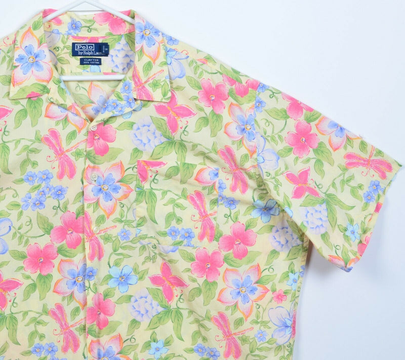 Polo Ralph Lauren Men's XL Floral Pink Yellow Green Clayton Hawaiian Camp Shirt