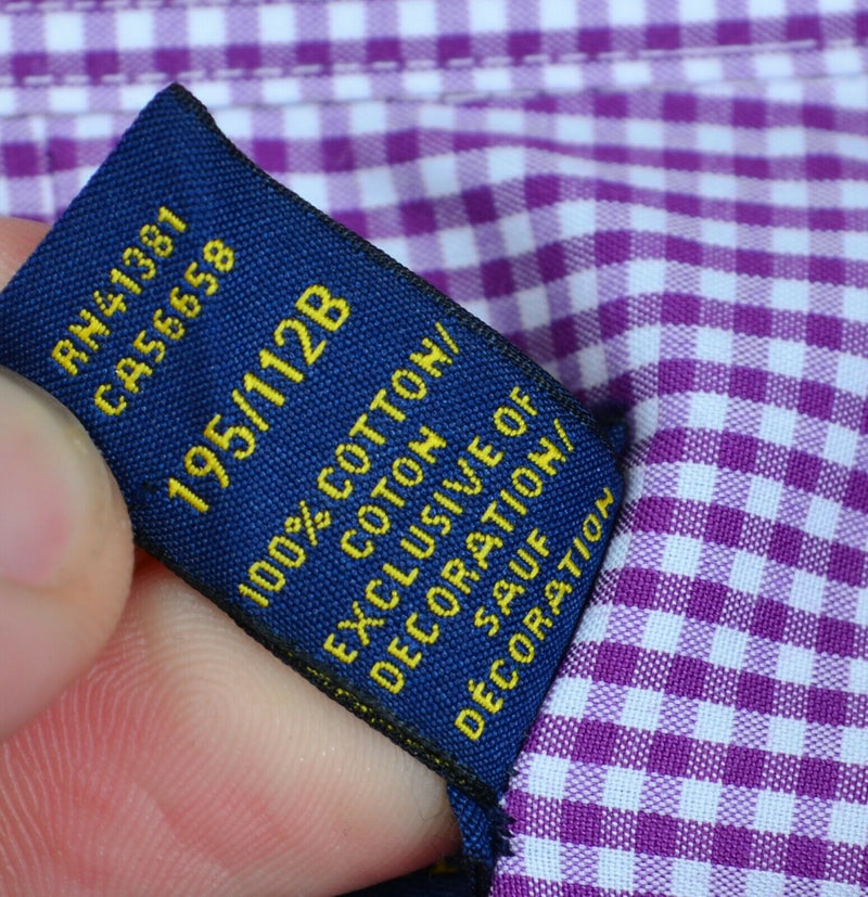 Polo Ralph Lauren Men's 18 36/37 Easy Care Purple Gingham Check Dress Shirt