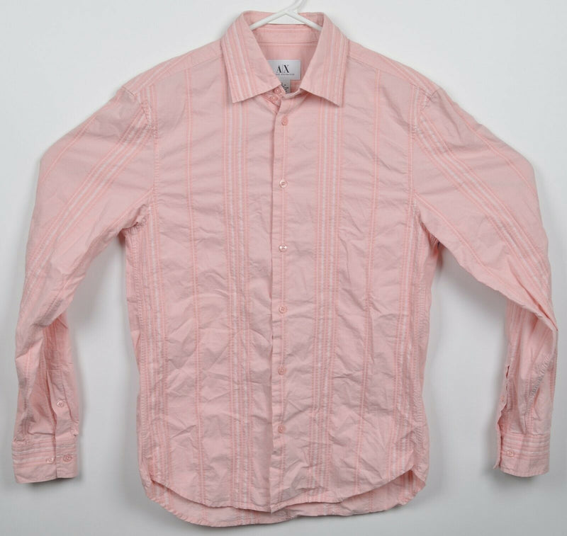 Armani Exchange A|X Men's Small Pink Striped Long Sleeve Button-Front Shirt