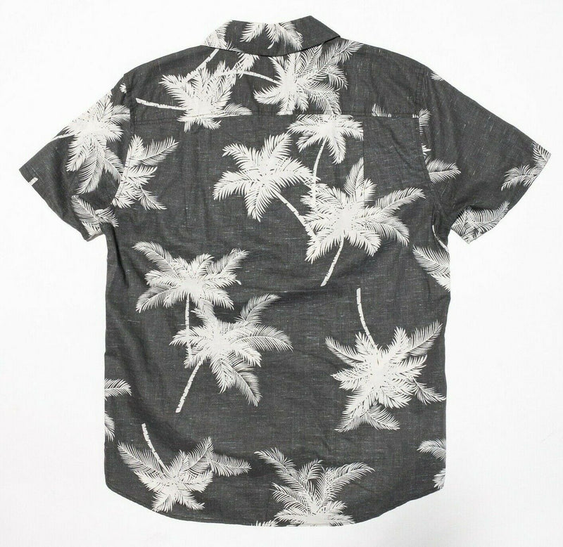 Outerknown Shirt Medium Men's Floral Camp Collar Cotton Hemp Blend Gray Casual