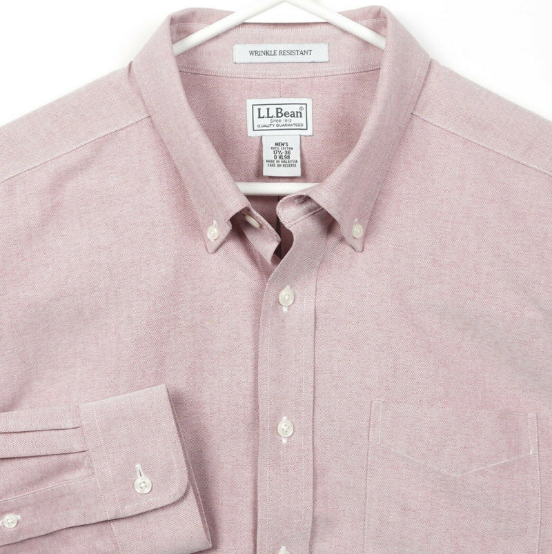 L.L. Bean Men's 17.5-36 Wrinkle Resistant Red/Pink Oxford Button-Down Shirt