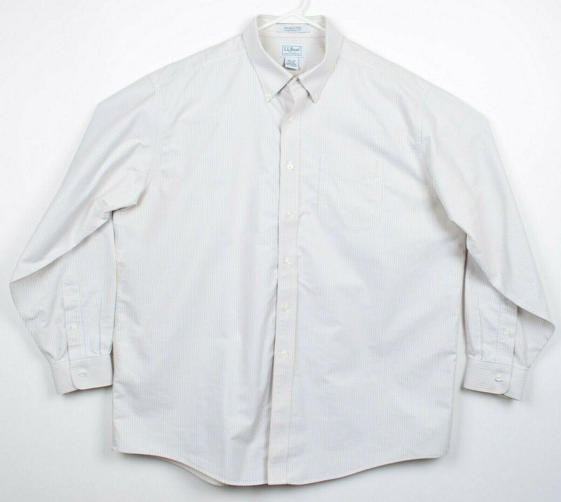 L.L. Bean Wrinkle Free Men's 17.5-35 (XL) Yellow Blue Stripe Button-Down Shirt