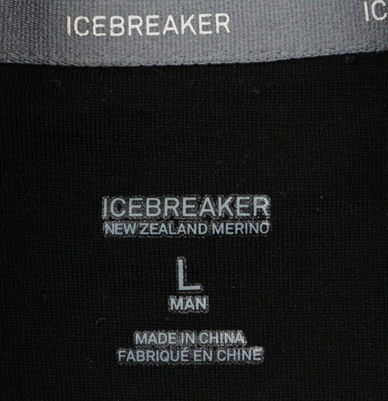 Icebreaker Merino Men's Sz Large Wool Full Zip Black Sweater New Zealand Jacket