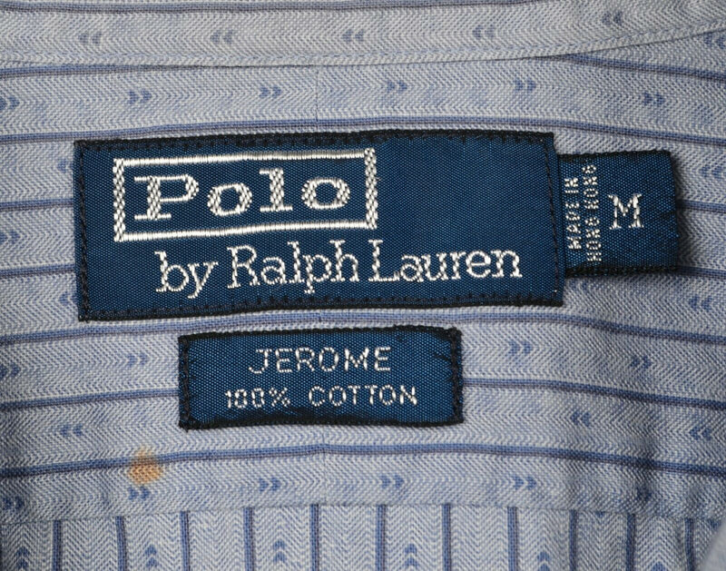 Polo Ralph Lauren Men's Medium "Jerome" Blue Striped Geometric Button Shirt