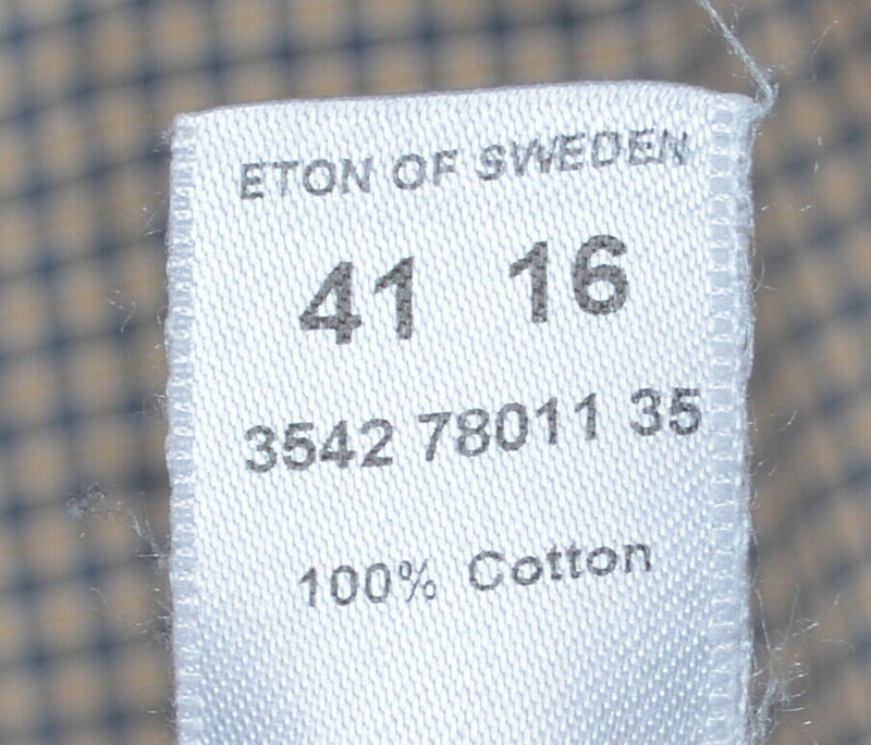 ETON Men's 41/16 Brown Navy Blue Plaid Long Sleeve Button-Front Dress Shirt