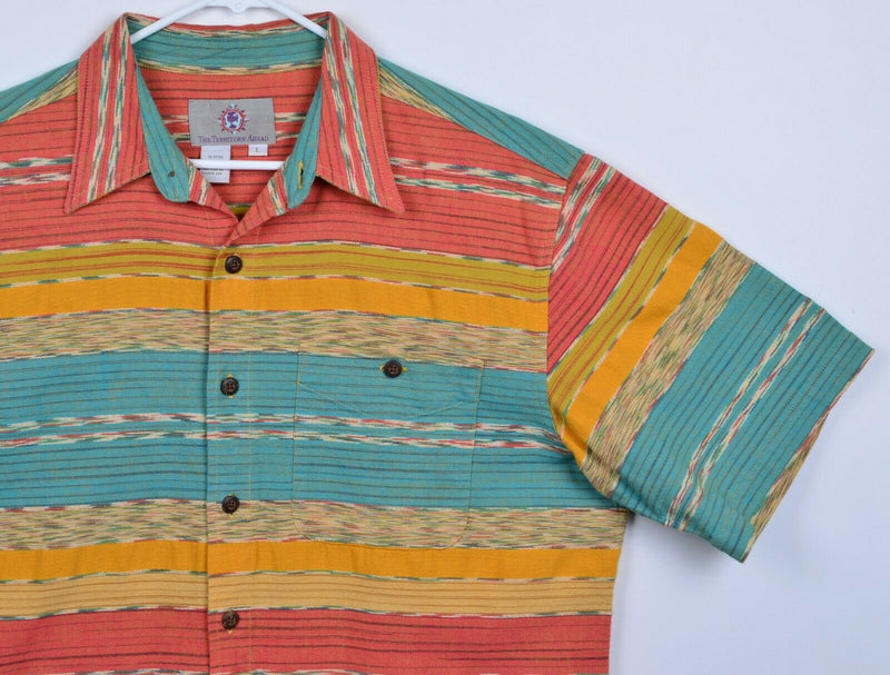 Territory Ahead Men's Large Multi-Color Striped Textured Button-Front Shirt