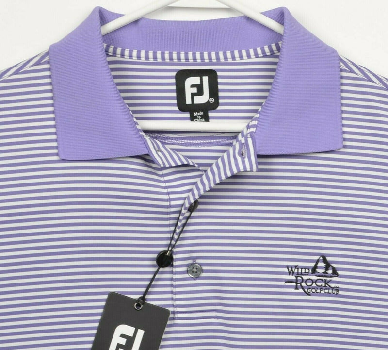 FootJoy Men's XL Purple White Striped Wild Rock FJ Golf Performance Polo Shirt