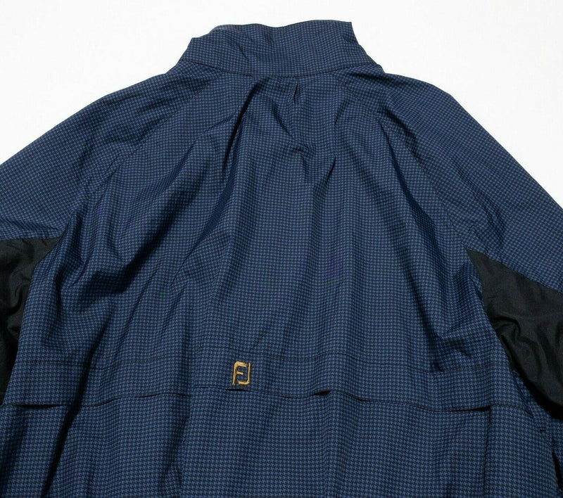 FootJoy DryJoys Jacket Men's XL Full Zip Long Sleeve Golf Blue Houndstooth