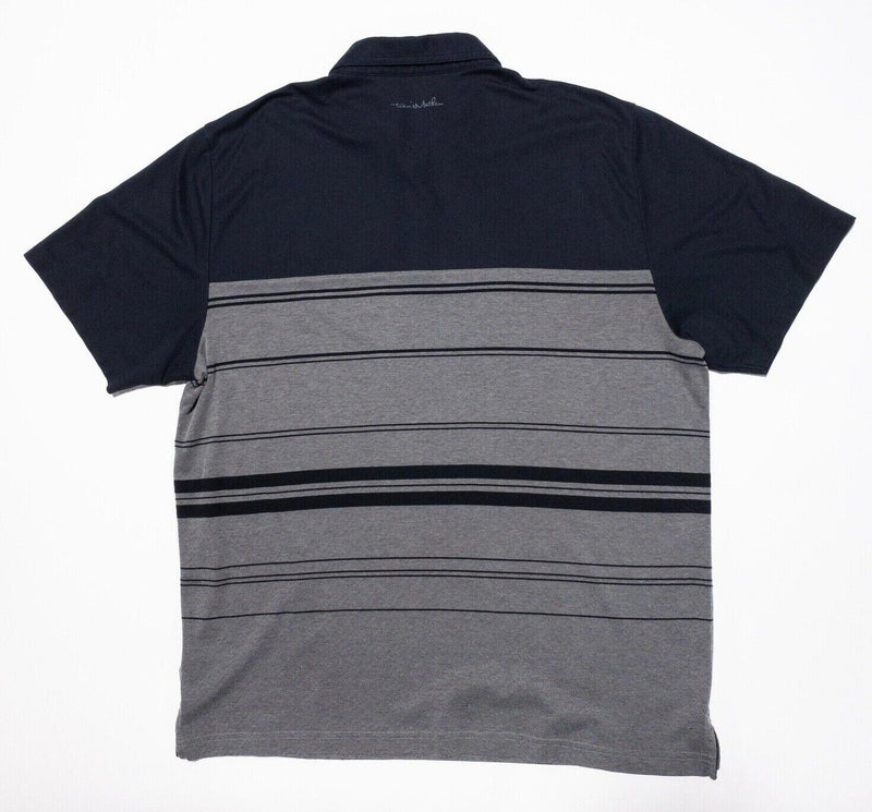 Travis Mathew Polo 2XL Men's Golf Shirt Black Gray Striped Wicking Stretch