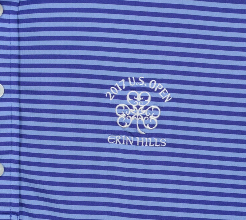 RLX Ralph Lauren Men XL Purple Blue Striped US Open Wicking Golf Polo Shirt