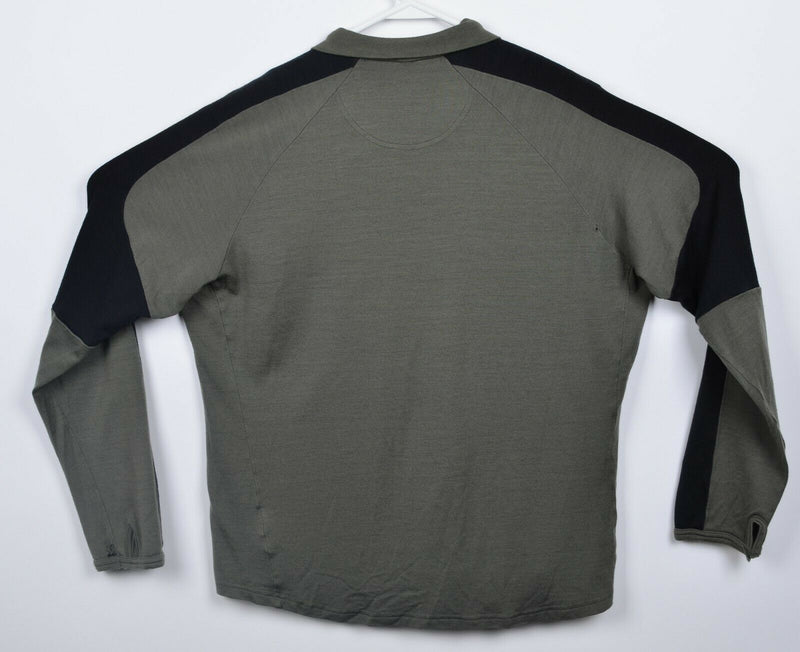 Icebreaker Bodyfit 260 Men's Large Merino Wool 1/4 Zip Green/Gray Black Sweater