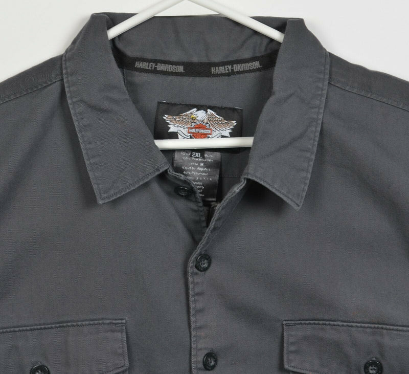 Harley-Davidson Men's 2XL Skull Willie G Gray Garage Mechanic Biker Shirt