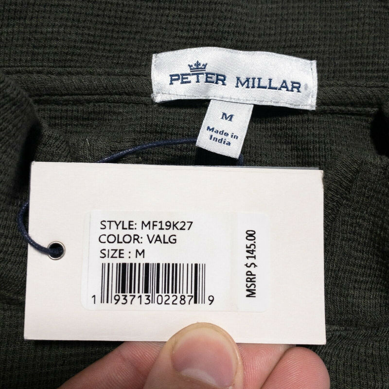 Peter Millar Men's Medium Mountainside Green 1/4 Zip Cotton Modal Golf Sweater