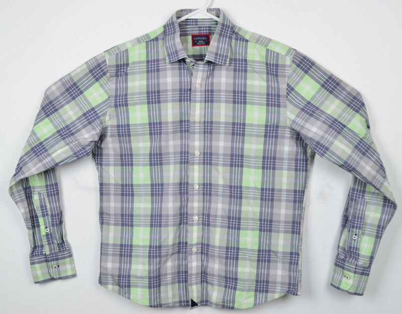 UNTUCKit Men's Small Green Plaid Long Sleeve Button-Front Casual Shirt