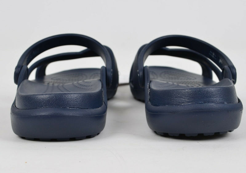 Crocs Women's US 10 Meleen Cross-Band Navy Blue Strappy Slip-On Sandal
