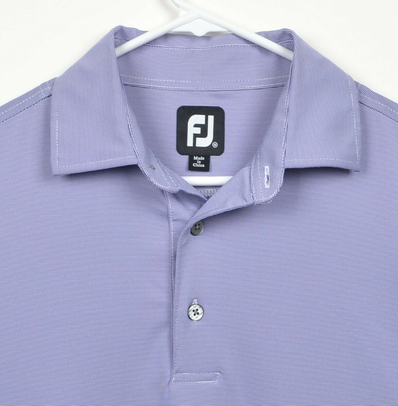 FootJoy Men's Sz Medium Purple Micro-Striped FJ Performance Golf Polo Shirt