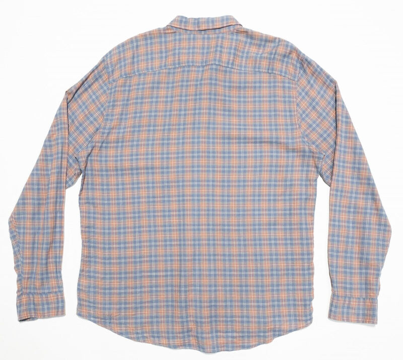Faherty XL Shirt Men's Long Sleeve Button-Front Blue Pink/Orange Plaid Preppy