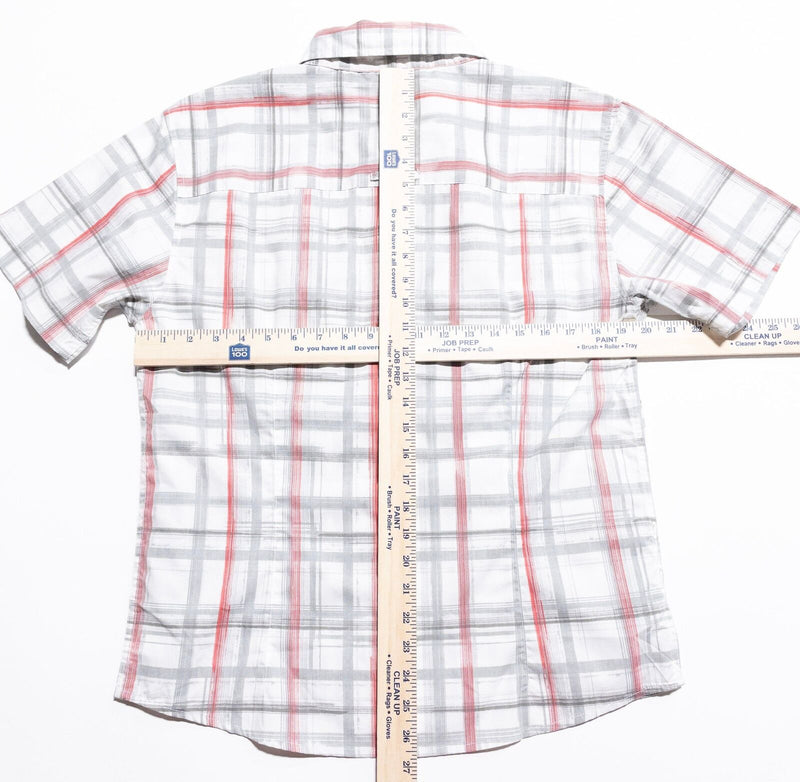 Oakley Shirt Men's Medium Slim Fit Y2K Button-Up Gray Red Plaid Short Sleeve
