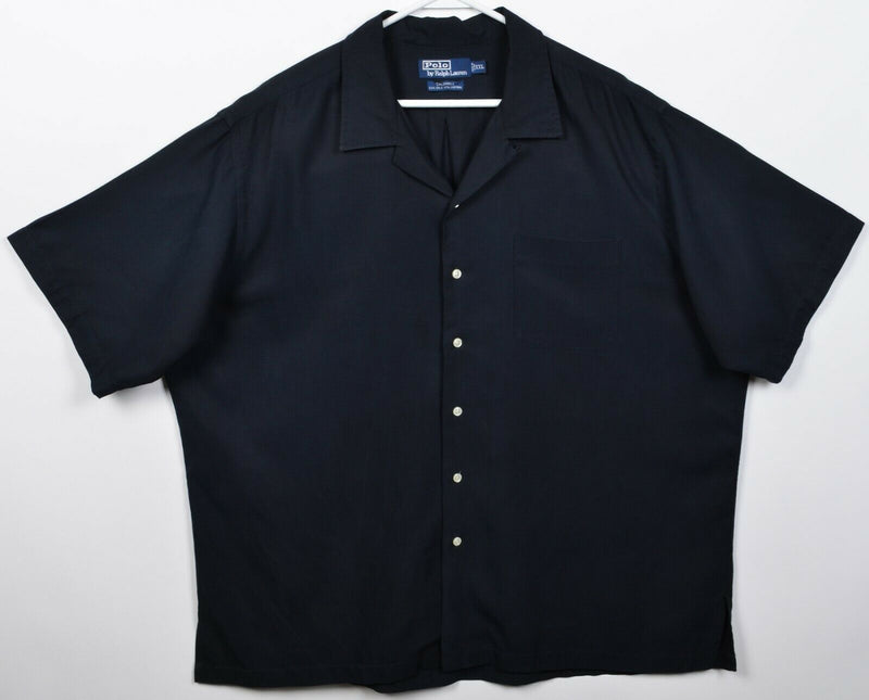 Polo Ralph Lauren Men's 2XL Silk Blend Caldwell Solid Black Button-Front Shirt