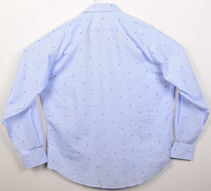 Thomas Dean Men's XL Light Blue Geometric Dot Long Sleeve Button-Front Shirt