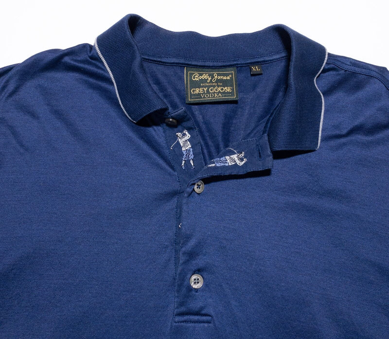 Bobby Jones Grey Goose Vodka Polo Shirt Men's XL Navy Blue Golf Short Sleeve