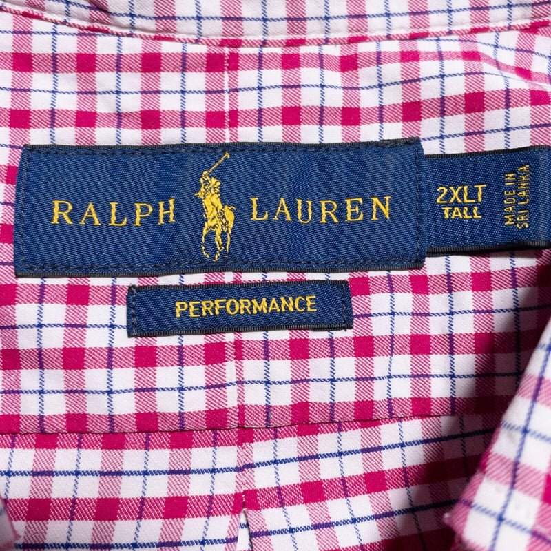 Polo Ralph Lauren Performance Shirt Men 2XLT Tall Nylon Wicking Button-Down Pink