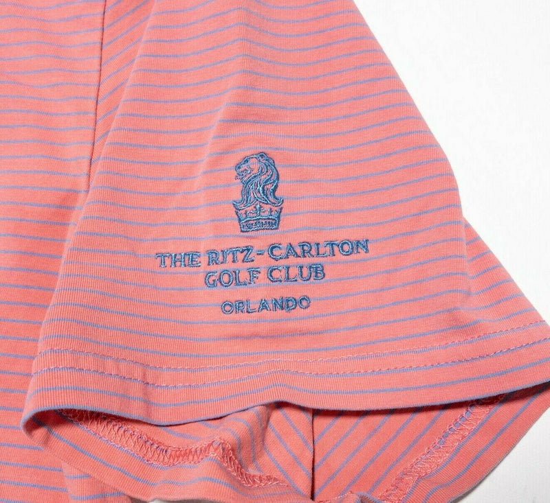 johnnie-O Hangin' Out Polo Shirt Ritz-Carlton Pink Striped Preppy Men's Large