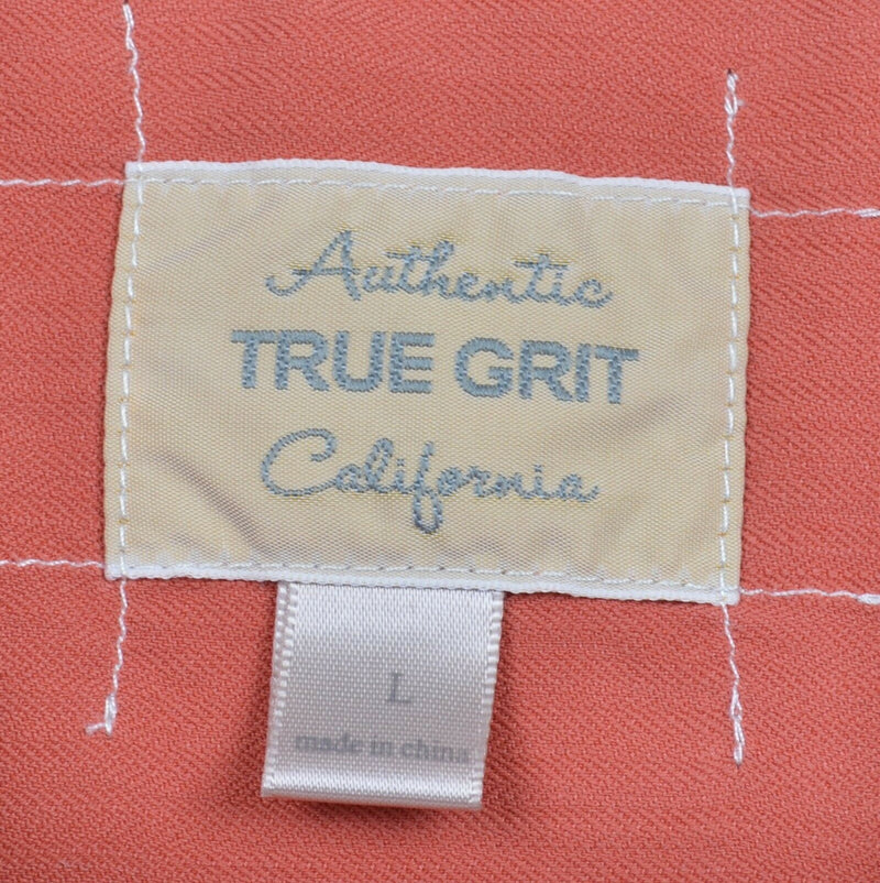 True Grit Men's Sz Large Silk Blend California Salmon Orange Button-Front Shirt