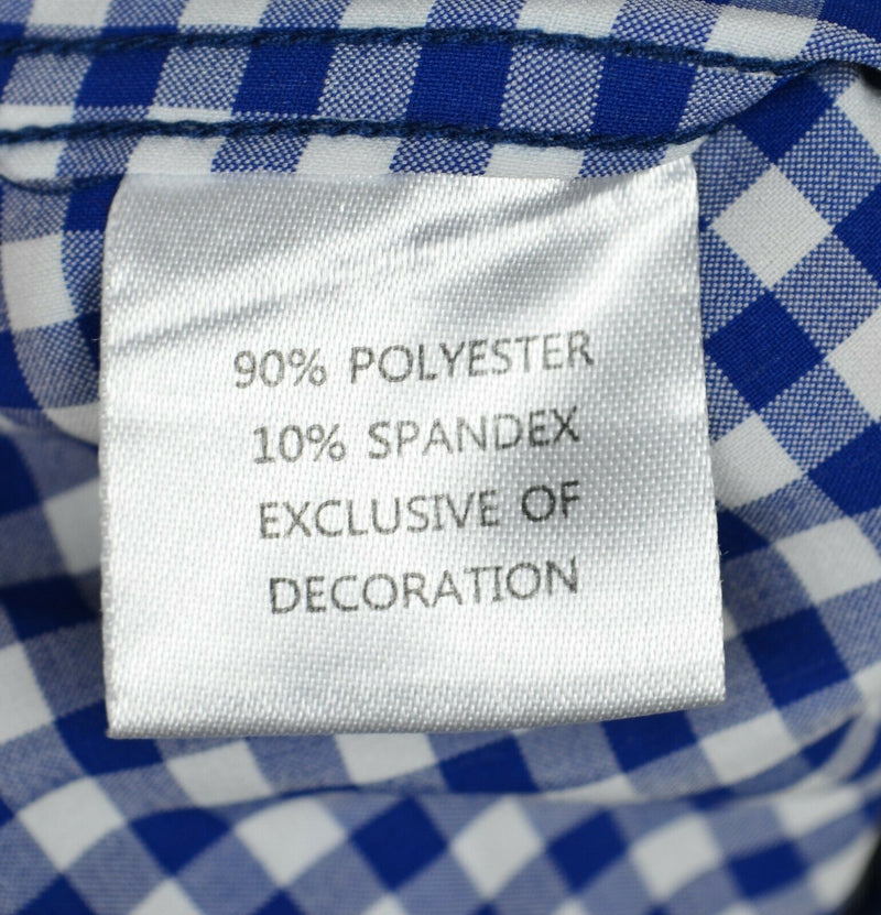 Tailorbyrd Men's Medium Polyester Spandex Blue Gingham Check Performance Shirt