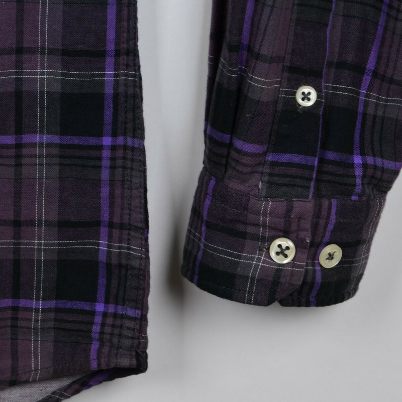 Carbon 2 Cobalt Men's Large Purple Plaid Button-Front Long Sleeve Flannel Shirt