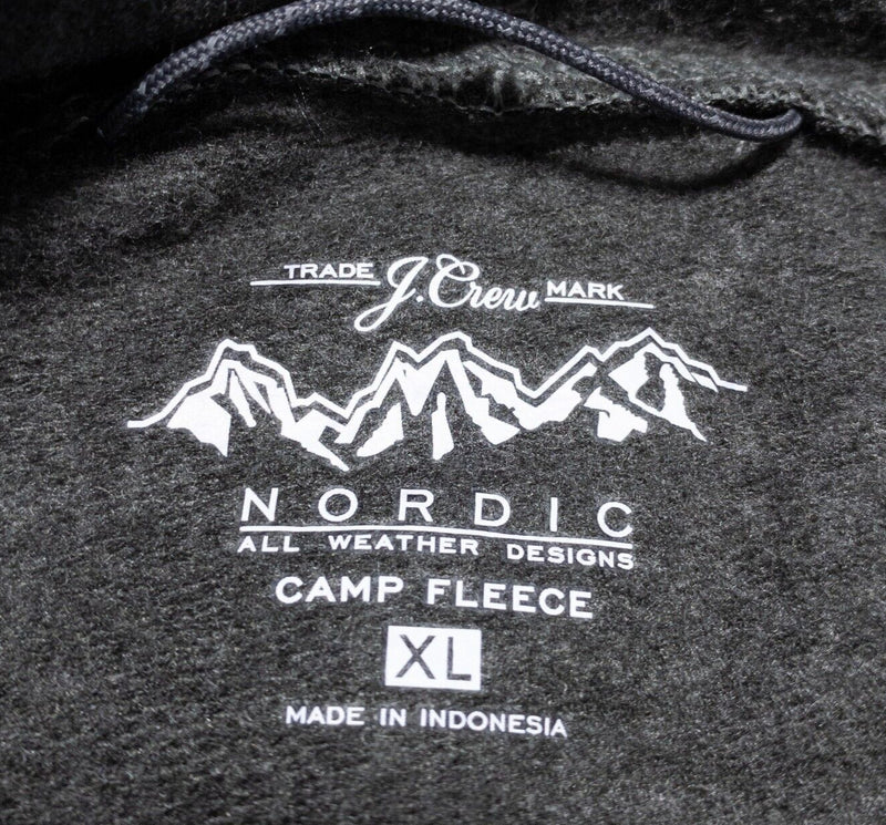 J. Crew Nordic Fleece Hoodie Men's XL Camp Fleece Pullover Gray Stretch