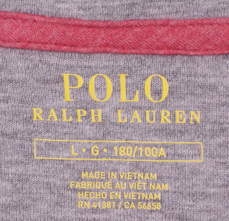 Polo Ralph Lauren Men's Large 1/4 Zip Heather Pink Pullover Sweatshirt