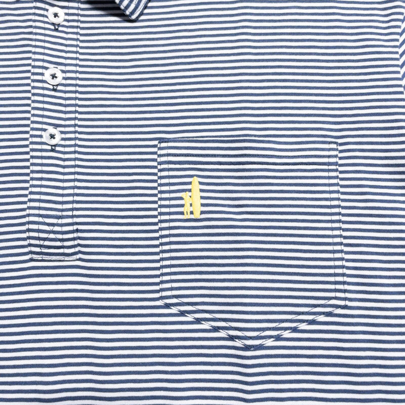 johnnie-O Polo Shirt Men's XL Blue Striped Short Sleeve Pocket Jack Stripe