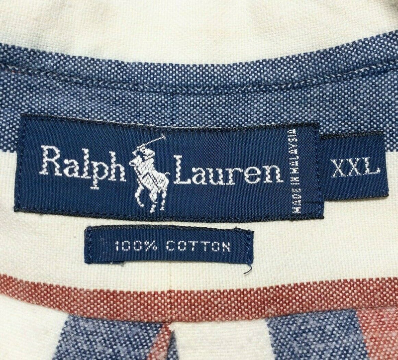 Polo Ralph Lauren 2XL Long Sleeve Button-Down Shirt Men's Striped Blue Red