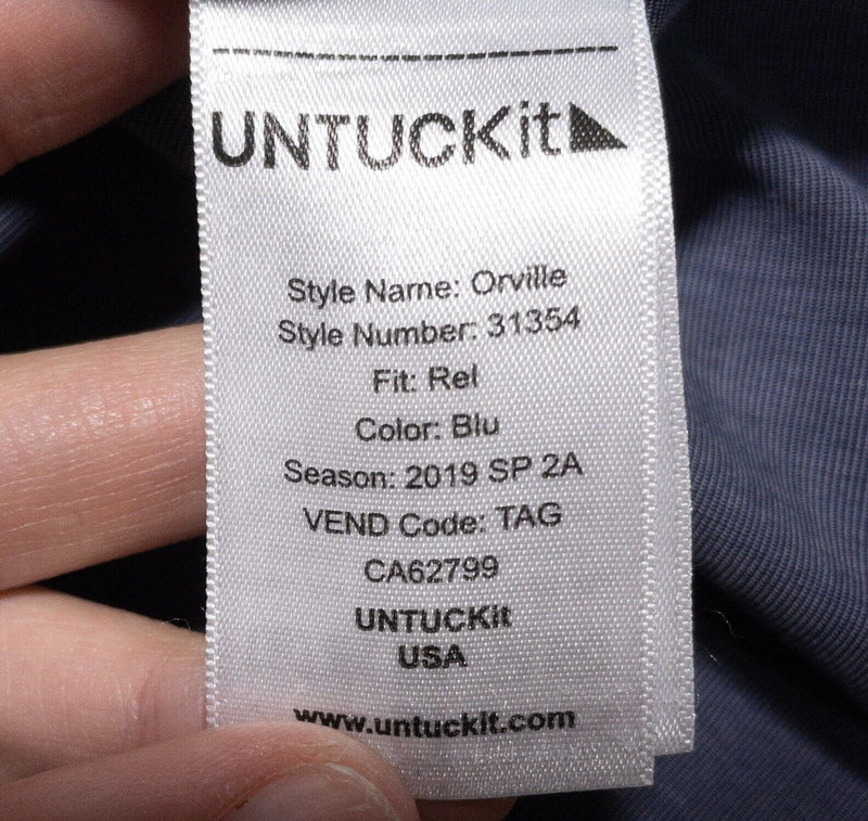 UNTUCKit Shirt Men's 2XL Relaxed Fit Wrinkle Free Long Sleeve Button-Front Blue