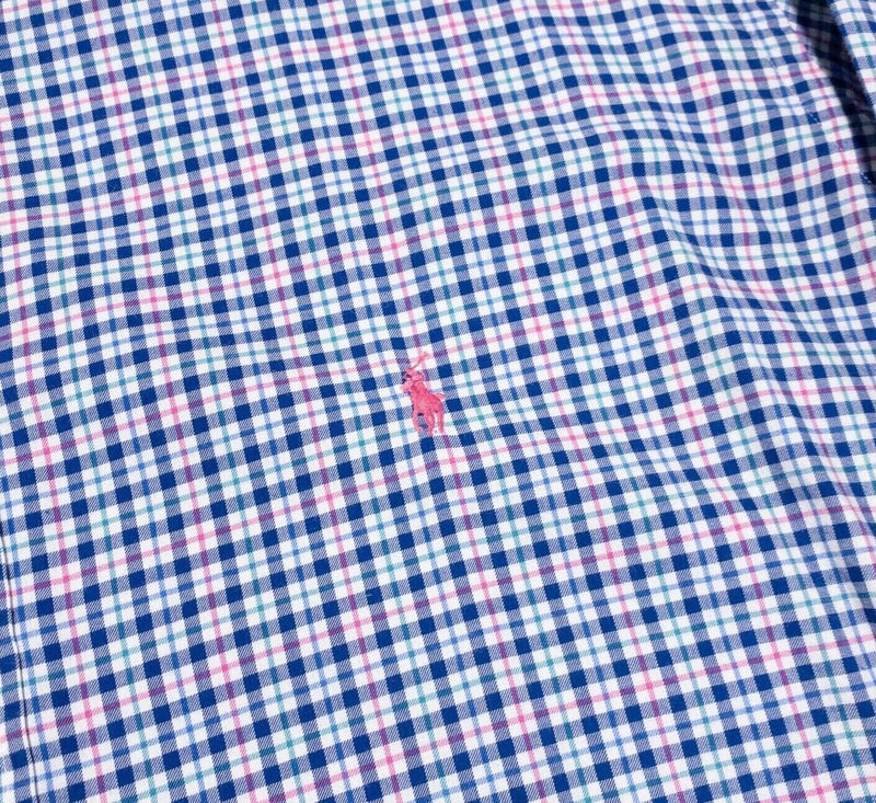 Polo Ralph Lauren 2XLT Long Sleeve Men's Shirt Blue Pink Check Big & Tall Button