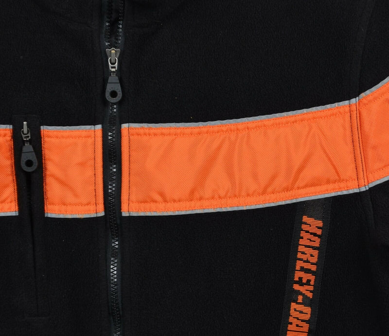 Harley-Davidson Men's Large Lined Fleece Black Orange Reflective Riding Jacket