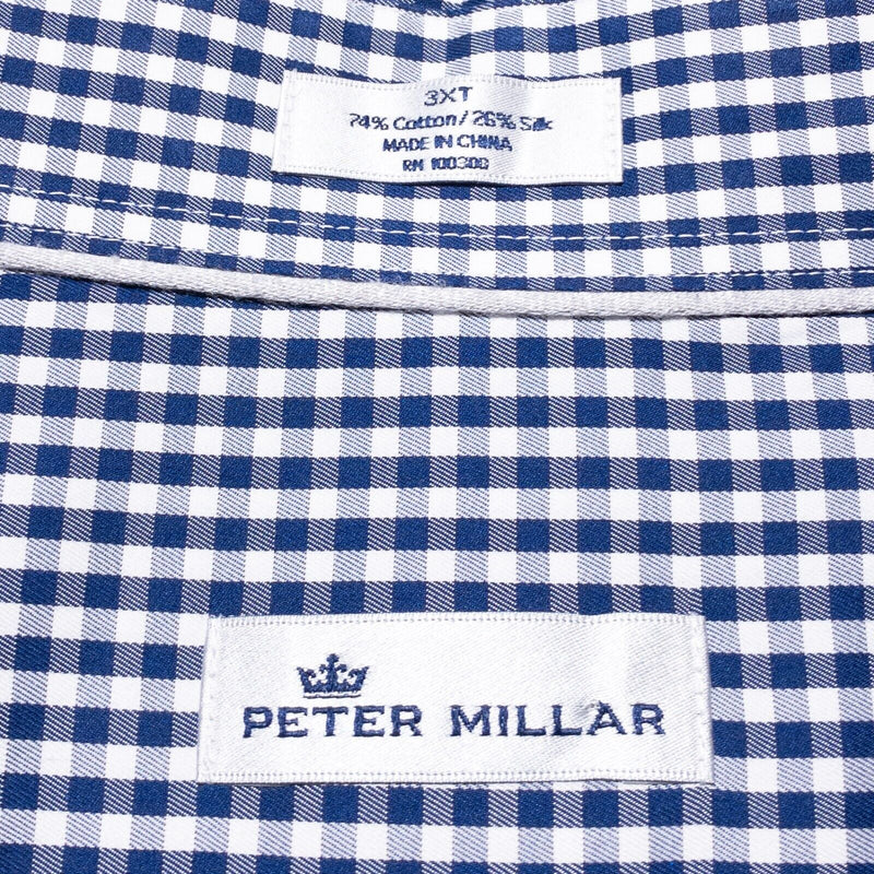 Peter Millar Shirt Men's 3XLT Cotton Silk Blend Crown Sport Gingham Check Button